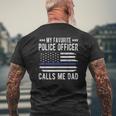 Mens My Favorite Police Officer Calls Me Dad Blue Line Police Dad Mens Back Print T-shirt Gifts for Old Men