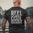 Mens Fishing Grandpa Dad Fathers Day Fisherman Mens Back Print T-shirt Gifts for Old Men