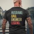 Mens Vintage Husband Dad Engineer Legend Retro Mens Back Print T-shirt Gifts for Old Men