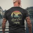 Mens Vintage Reel Cool Papa Fish Fishing Father's Day Mens Back Print T-shirt Gifts for Old Men