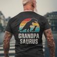 Mens Grandpasaurus Vintage Dinosaur For Grandpa From Grandkid Mens Back Print T-shirt Gifts for Old Men