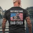 Mens Great Dane Dad American Flag Dog Lover Owner Fathers Day Fun Mens Back Print T-shirt Gifts for Old Men
