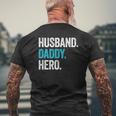 Mens Husband Daddy Hero Dad Father's Day Mens Back Print T-shirt Gifts for Old Men