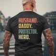 Mens Husband Daddy Protector Hero Vintage Colors Mens Back Print T-shirt Gifts for Old Men