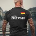 Men's With Ja Ich Bin Deutscher German Black S T-Shirt mit Rückendruck Geschenke für alte Männer