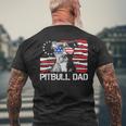 Mens Pitbull Dad Gun Rights American Flag 4Th Of July Dog Lover Mens Back Print T-shirt Gifts for Old Men