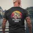 Mens Pitbull Dad Smiling Pitbull Father's Mens Back Print T-shirt Gifts for Old Men