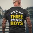 Mens Proud Dad Of Three Awesome Boys Father's Day Daddy 3 Boy Mens Back Print T-shirt Gifts for Old Men