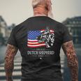 Mens Proud Dutch Shepherd Dad American Flag Patriotic Dog Mens Back Print T-shirt Gifts for Old Men