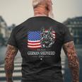 Mens Proud German Shepherd Dad American Flag Patriotic Dog Mens Back Print T-shirt Gifts for Old Men