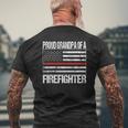Mens Proud Grandpa Of A Firefighter Fireman Support Red Line Flag Mens Back Print T-shirt Gifts for Old Men