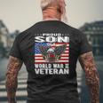 Mens Proud Son Of A World War 2 Veteran Patriotic Ww2 Family Mens Back Print T-shirt Gifts for Old Men