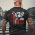 Mens Proud Welding Husband Daddy Welder Hero Weld Father's Day Mens Back Print T-shirt Gifts for Old Men
