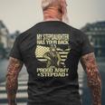 Mens My Stepdaughter Has Your Back Proud Army Stepdad Dad Mens Back Print T-shirt Gifts for Old Men
