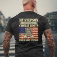 Mens My Stepson Wears Combat Boots Military Proud Army Stepdad Mens Back Print T-shirt Gifts for Old Men