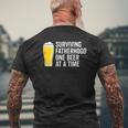 Mens Surviving Fatherhood One Beer At A Time Cool Fathers Day Mens Back Print T-shirt Gifts for Old Men