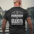 Mens I Have Two Titles Fisherman Grandpa Bass Fishing Fathers Day Mens Back Print T-shirt Gifts for Old Men