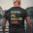 Mens Vintage Husband Dad Wrestling Legend Retro Mens Back Print T-shirt Gifts for Old Men