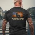 Mens Yorkie Dad Vintage American Flag Patriotic Yorkshire Terrier Mens Back Print T-shirt Gifts for Old Men