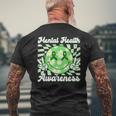 Mental Health Awareness Smile Face Checkered Green Ribbon Men's T-shirt Back Print Gifts for Old Men