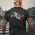 Mexican Map And Flag Souvenir Distressed Mexico Men's T-shirt Back Print Gifts for Old Men