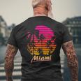 Miami 80S Summer Beach Palm Sunset T-Shirt mit Rückendruck Geschenke für alte Männer