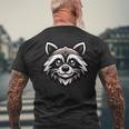 Mischievous Raccoon Face Wildlife Animal Lover Men's T-shirt Back Print Gifts for Old Men