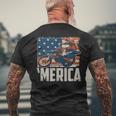 Motocross Racer Dirt Bike Merica American Flag Men's T-shirt Back Print Gifts for Old Men
