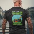 I Came I Mowed I Kicked Grass Riding Mower Mowing Dad Mens Back Print T-shirt Gifts for Old Men