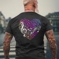 Musical Notes Heart Treble Clef Music Men's T-shirt Back Print Gifts for Old Men