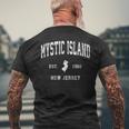 Mystic Island New Jersey Nj Vintage Athletic Sports Men's T-shirt Back Print Gifts for Old Men