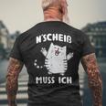 N Scheis Muss Ich Cat Nen Scheiss T-Shirt mit Rückendruck Geschenke für alte Männer