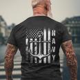 Navy Anchor And Us Flag Men's T-shirt Back Print Gifts for Old Men