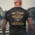 Navy I Was A Veteran Dad Grandpa Military Veteran Memorial Mens Back Print T-shirt Gifts for Old Men