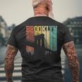 New York City Brooklyn Bridge Vintage Retro Skyline Nyc Ny Men's T-shirt Back Print Gifts for Old Men