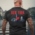 New York City Nyc Ny Skyline Statue Of Liberty Heart Men's T-shirt Back Print Gifts for Old Men