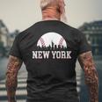 New York City Skyline Downtown Cityscape Baseball Sports Fan Men's T-shirt Back Print Gifts for Old Men