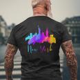 New York Watercolor Skyline Souvenir Nyc Liberty Big Apple Men's T-shirt Back Print Gifts for Old Men