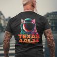 North America Total Solar Eclipse Dog Corgi 2024 Texas Usa Men's T-shirt Back Print Gifts for Old Men
