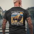 Do Not Pet The Fluffy Cows Yellowstone National Park Vintage Men's T-shirt Back Print Gifts for Old Men
