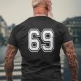 Number 69 V2 Mens Back Print T-shirt Gifts for Old Men