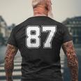 Number 87 Best Classic College American Varsity Style Font Men's T-shirt Back Print Gifts for Old Men
