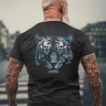 Obra De Arte De Tigre Ojos Azules Arte Animal Tigre Camiseta Hombre Estampado Espalda Regalos para ancianos