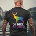 Oh Deer I'm Queer Reh Regenbogen Lgbtq Pride Herren Damen T-Shirt mit Rückendruck Geschenke für alte Männer