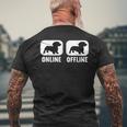 Online Offline Dachshund Dachshund Dog Black T-Shirt mit Rückendruck Geschenke für alte Männer