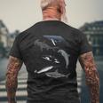Orca Whale Great White Shark Narwhal Dolphin Sea Creatures Mens Back Print T-shirt Gifts for Old Men