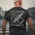 P-38 Lightning Vintage P38 Fighter Aircraft Ww2 Aviation Men's T-shirt Back Print Gifts for Old Men