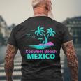 Palm Tree Sunset Summer Vacation Mexico Cozumel Beach Men's T-shirt Back Print Gifts for Old Men