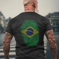 Patriotic Fingerprint Brazil Brazilian Flag Men's T-shirt Back Print Gifts for Old Men