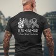 Peace Love Cure Brain Tumor Support Brain Tumor Awareness Men's T-shirt Back Print Gifts for Old Men